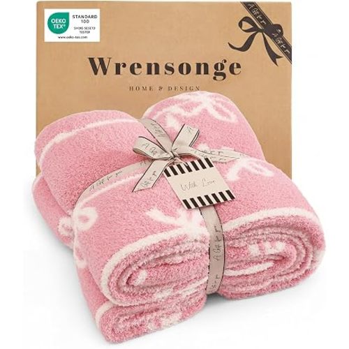 WRENSONGE Soft Throw Blanket for Couch-Cozy Reversible Knitted Blankets