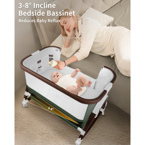 Latitude Run® 4 In 1 Baby Bassinet & Bedside Sleeper,Height-Adjustable Baby Crib With Wheels And Mosquito Net, Easy To Fold Bedside Bassinet For Baby & Reviews | Wayfair