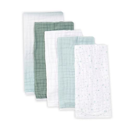 Honest Baby Clothing Baby Boys Organic Cotton Woven Burp Cloths 5-Pack