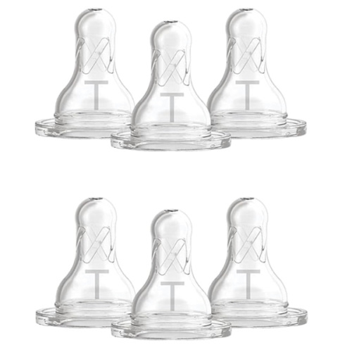 Dr. Brown's Level T Narrow Baby Bottle Nipple, Slower Flow Rate for Infants, 100% Silicone Bottle Nipple, BPA Free, 0m+ – 6-Pack