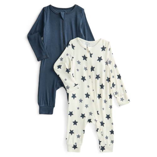 Wonder So Soft Modal by Wonder Nation Gender Neutral Two-Way Zipper Footless Sleep N Play Pajamas, 2-Pack, Sizes Preemie–6/9 Months