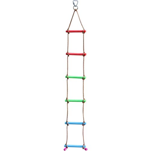 Rainbow Craft 6.6FT Climbing Rope Ladder Ninja Ladder for Kids - Kids Ninja Warrior Obstacle Course Accessories - Ninja Warrior Slackline Ladder, Playground Ninja Obstacles Swing Rope Ladder