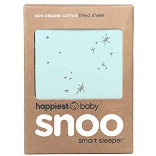 Happiest Baby SNOO Bassinet Fitted Sheet - 100% Organic Cotton Nursery Bedding - Fits SNOO Sleeper Crib Mattress (Teal Galaxy)