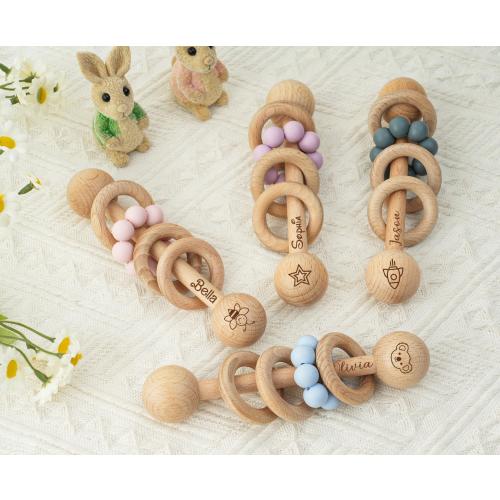 Custom Wooden Baby Rattle,Personalized Baby Rattle for Boy Girl,Engraved Rattle with Name,Sensory Toy for Baby,Baby Shower Gift,Newborn Gift