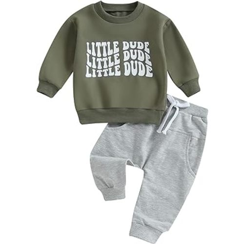 Sprifallbaby Newborn Infant Baby Boy Outfits Long Sleeve Pullover Sweatshirt Toddler Boys Pants Clothes Set Fall Winter 2Pcs