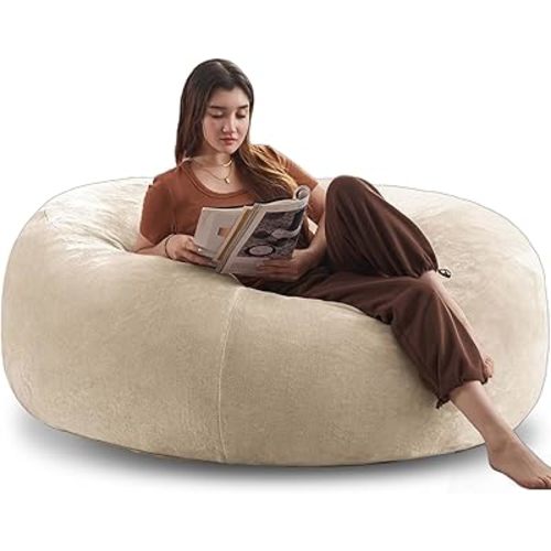 4FT,Big Bean Bag Chairs for Adults,Bean Bag Chair with Filler，Memory Foam Bean Bag，Comfortable Plush Floor Sofa, Living Room Furniture, Suitable for bedrooms, Balcony Leisure Reading Chairs(Apricot)