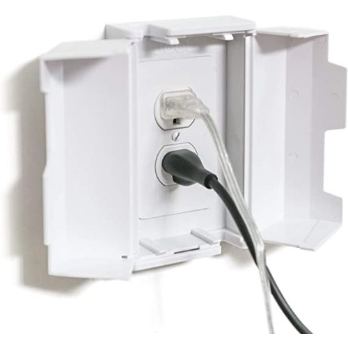 Outlet Cover Box for Child Safety (2 Pack) Duplex & Decorator Electrical Outlet Plates, Concealed Access Buttons, and Spacious Compartment - Jool Baby