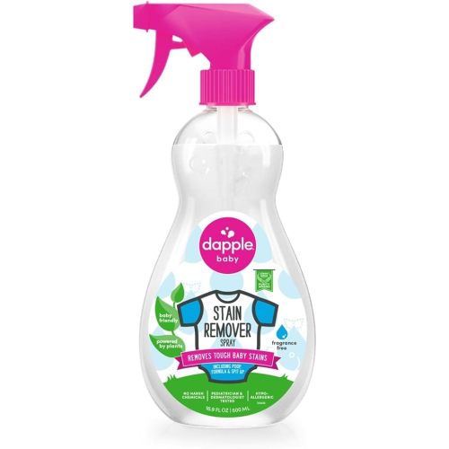 Stain Remover Spray by Dapple Baby, Fragrance Free, 16.9 Fl Oz Spray Bottle - Plant-Based & Hypoallergenic - Baby Laundry Stain Remover for Clothes & Cloth Diapers