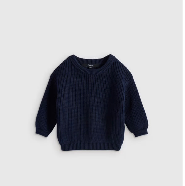 100% Organic Cotton Fisherman Tunic Sweater in navy