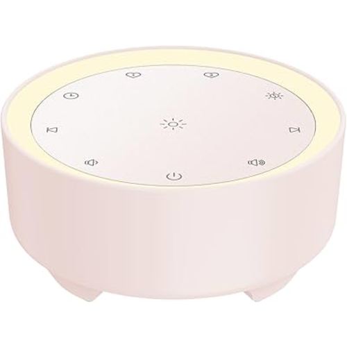 Kipcush Sound Machine & Night Light for Adults, Baby, Kids. White Noise Machine with 20 Soothing Sleep Sounds. Small Size & Portable Design for Bedroom, Office, Travel. Favorites Buttons, Timer（Pink）