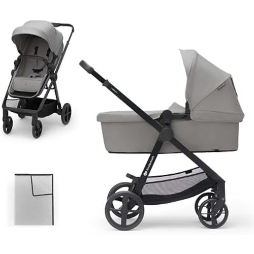 Kinderkraft Newly 2-in-1 Stroller for Kids from Birth up to 48.5 lbs Plus Extra 6.6 lbs Basket, Pramette Mode, Gray