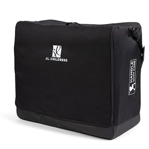 J.L. Childress Universal Stroller Travel Bag for Airplane - Fits Most Baby Strollers, Flying Essentials, Airport Accessories for Gate or Luggage Check, ID Card, AirTag Compatible - Medium, Padded