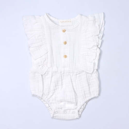Baby Ruffle Romper (100% Muslin Cotton) White
