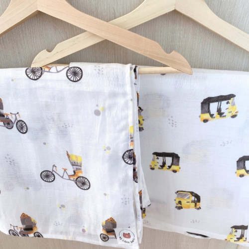 2-Pack Rickshaw Organic Cotton & Bamboo Muslin Swaddle Blankets