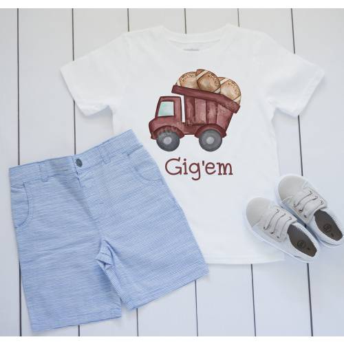 Boys Aggie Football dump truck shirt Shirt, Toddler Boys watercolor maroon football Shirt, Toddler Aggie Football shirt, Gigem shirt