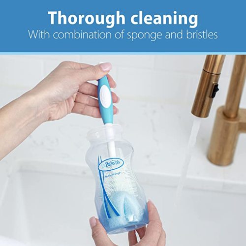 Dr. Brown's Baby Bottle Cleaning Brush with Sponge and Scrubber - Blue - 3-Pack - 3-pack, Blue Bottle Brush