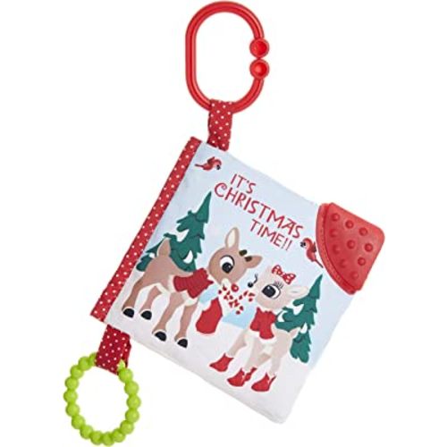 KIDS PREFERRED Rudolph The Red-Nosed Reindeer On The Go Teether Book, Soft Crinkle, Mirror, Christmas Holiday Toy, Boys & Girls 0 and up, 5 Inches