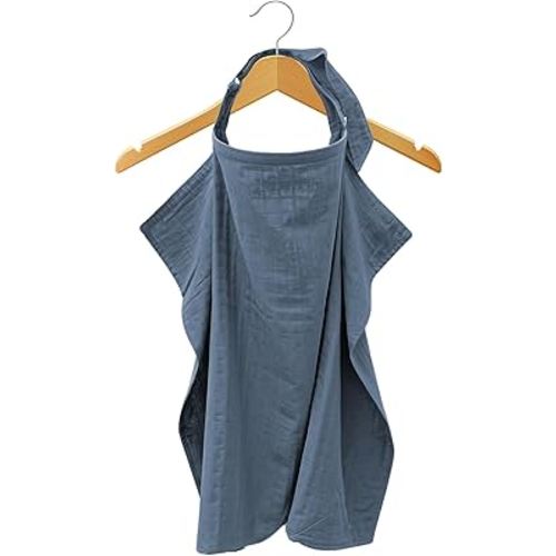 MOZAH 100% Organic Cotton Muslin Nursing Cover for Baby Breastfeeding, Breathable 100% Cotton Breastfeeding Cover with Rigid Hoop for Mother Nursing Apron, Multi-use Carseat Canopy (Blue Mirage)