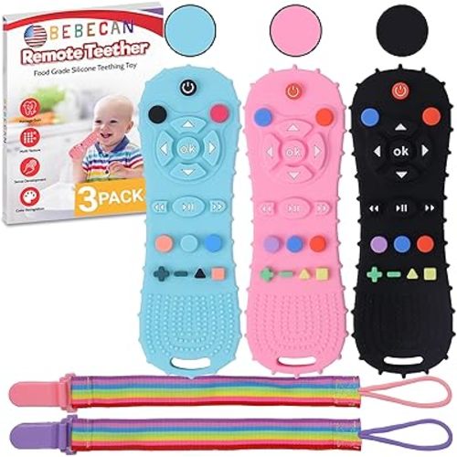 Silicone Baby Remote Teether - The Perfect Distraction Remote Control Toy, Safe Food Grade Silicone BPA Free Baby Teether Remote for Baby, Baby Remote Teether Control for Baby