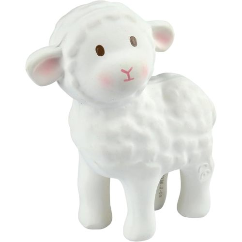 Tikiri Toys Rubber BahBah Rattle, Teether & Bath Toy, Organic Natural Rubber, Ages 6 Months & UP