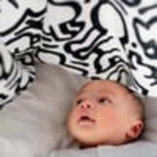 Etta Loves X Keith Haring 'Baby' Print Muslin Multi-Purpose Square Blanket, Black And White - Etta Loves Swaddles | Maisonette