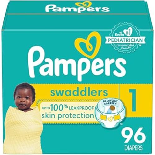 Pampers Baby Diapers - Swaddlers - Size 1, 96 Count, Ultra Absorbent Disposable Infant Diaper