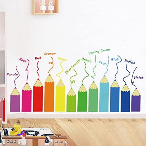 LOMILY Color Educational Wall Decals Kids Large,Nursery Daycare Playroom Classroom Wall Stickers Peel and Stick Removable,Wall Corner Decor for Kidsroom,Preschool,Door,Window,Bedroom.