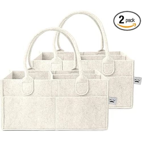 Mr. Pen- Baby Diaper Caddy Organizer, 2 Pack, Beige, Baby Caddy Organizer with Handle, Compact Size, Collapsible & Portable