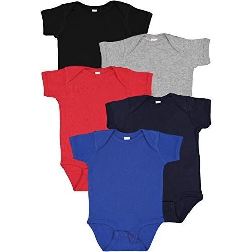 RABBIT SKINS Baby Bodysuit Girl & Boy | Newborn 0-3 Months to 24 Months 5-Pack Bulk Set, Snap Easy Closure