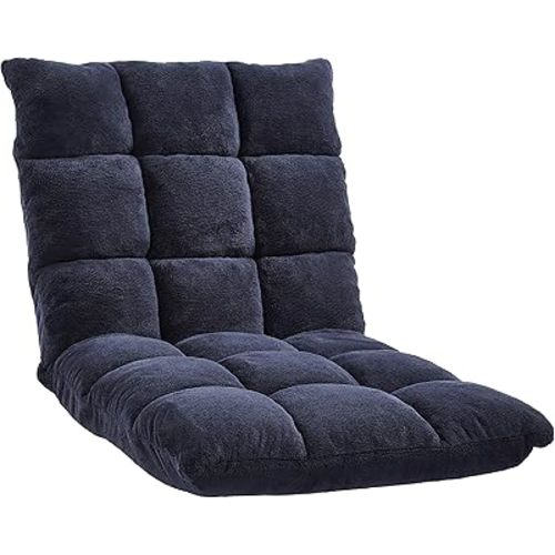 Amazon Basics Adjustable 14-Position 41-inch Memory Foam Floor Chair - Navy, 41.3"D x 21.3"W x 6"H