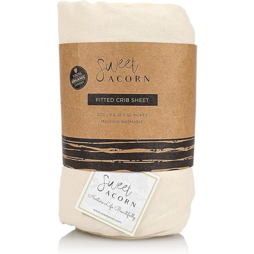Fitted Crib Sheets - Organic Cotton Jersey Knit Crib Beddings - Fits Standard Baby Crib Mattress - 9" x 28" x 52" - Salt White