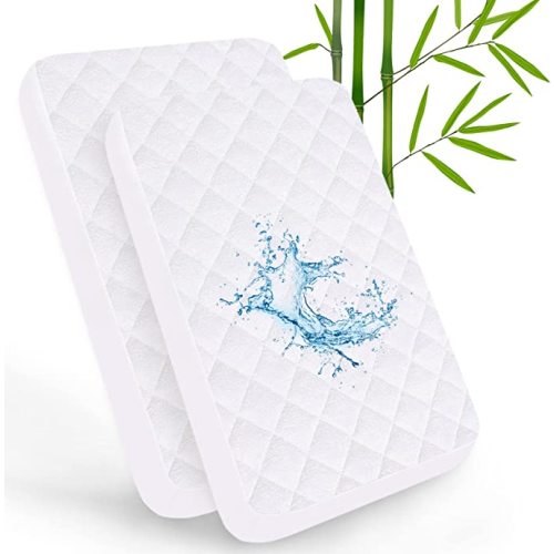 Cradle Bassinet Mattress Pad Cover for 36" × 18" Standard Cradle Bassinet Mattress, Ultra Soft Waterproof and Breathable, Viscose Made from Bamboo Surface, 2 Pack, Washer & Dryer - 18x36 Inch