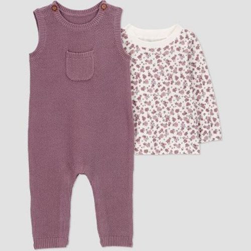 Carter's Just One You® Baby Girls' 2pc Floral Long Sleeve Shirt and Sweater Overall Set - Plum