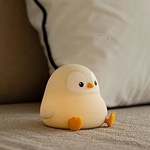 ATSUI Penguin Night Light, LED Squishy Novelty Animal Night Lamp, Food Grade Silicone, 2 Level Dimmable, Nursery Nightlight for Desk Decor, Funny Gifts Stuff for Boys Girls Baby, White Elephant Gifts
