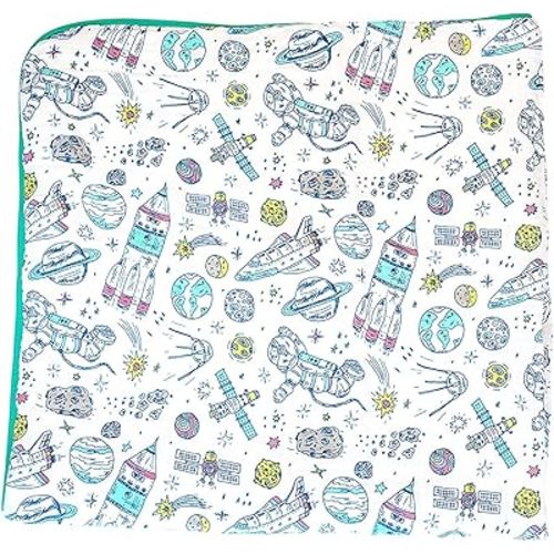 Dream Everything Blanket - 100% Muslin Cotton - Oversized 47 inches x 47 inches - Premium 4 Layer Blanket (Space)