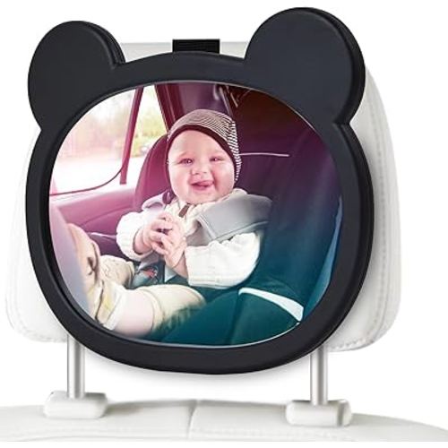Cartoon Style Baby Car Mirror by CITIGO, Safety Car Seat Mirror for Rear Facing Infant with Wide Crystal Clear View, Shatterproof, Fully Assembled, Crash Tested and Certified (Oval)