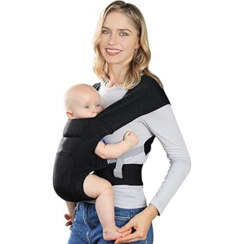 Newborn Carrier, Cozy Baby Carrier, Ergonomic Cross-Back Wrap, Hands-Free with Supportive Comfort, Black