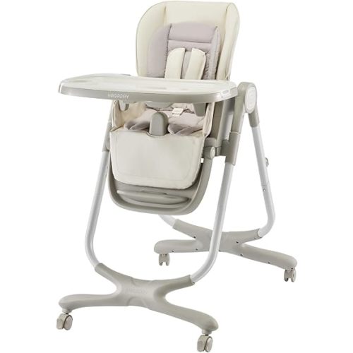 6 in 1 Convertible High Chairs for Babies and Toddlers,Portable High Chair with Dishwasher Tray and 4 Wheel,Booster Seat for Dining Table,Foldable Toddle and Baby Feeding Highchair (White)