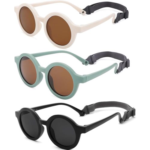 Polarized Baby Sunglasses with Strap - Unbreakable Infant Sunglasses for Newborn Toddler Boys Girls Age 0-12 Months