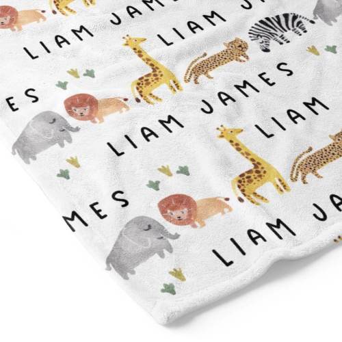 Safari Party Personalized Toddler Blanket