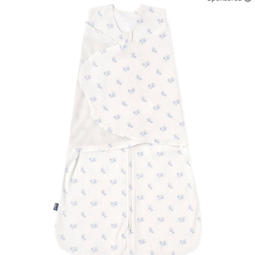 HALO 100% Cotton Sleepsack Swaddle, 3-Way Adjustable Wearable Blanket, TOG 1.5, Floral Vintage Stripe, Newborn, 0-3 Months