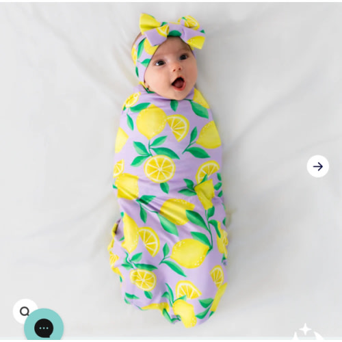 Lavender Sunny Citrus Swaddle & Luxe Bow Headband Set – Little Sleepies