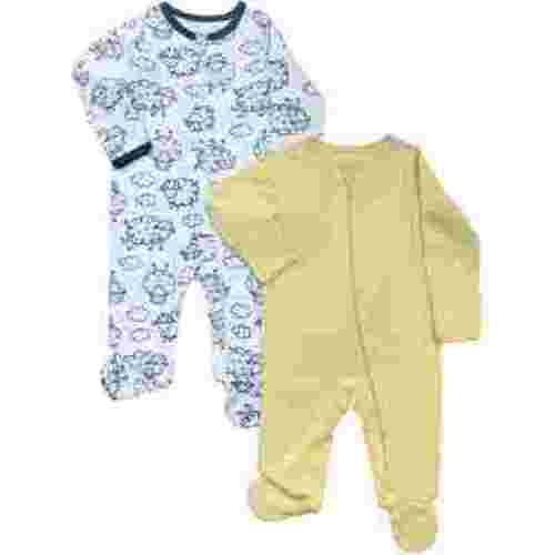 Wonder Nation Baby Gender Neutral Zip Front Footed Sleep N Play Pajamas, 2-Pack, Sizes Preemie-6/9 Months