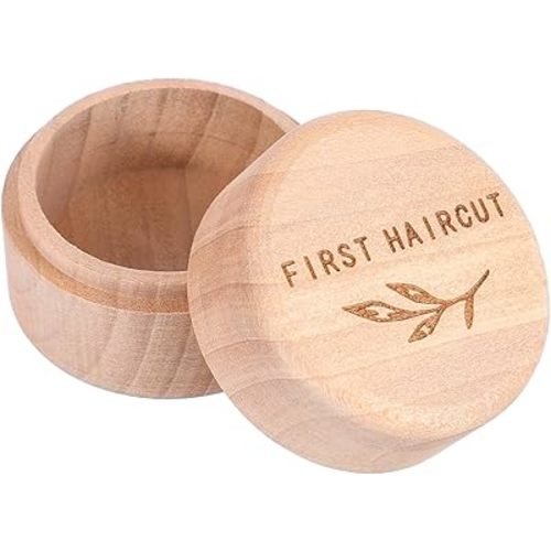 Memorial Box Engraved Wooden Round Newborn Wood Case Baby Keepsake Tooth Box Fetal Hair Memorial Storage Container Carved Baby Fetal Hair Case for Babys Shower Pregnancy Christen Gift