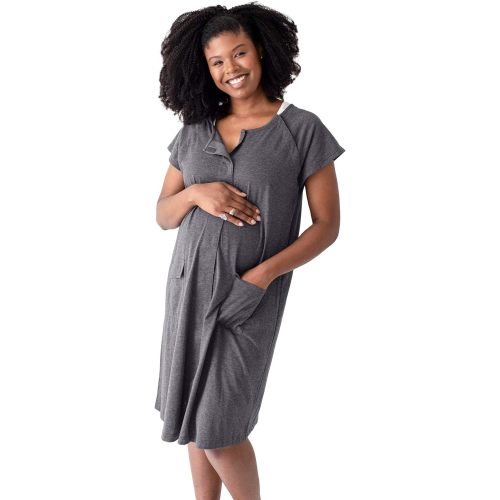 Kindred Bravely Universal Labor and Delivery Gown | 3 In 1 Labor & Delivery, Postpartum Nursing Hospital Gown - Standard - XL/XXL (fits baby bumps 46-51 in) - Grey Heather