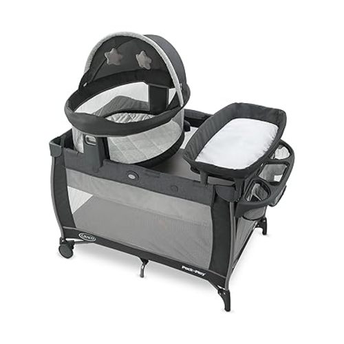 Graco Pack 'n Play Travel Dome Lux Playard, 4-in-1 Baby Playpen with Bassinet, Indoor or Outdoor Portable Playpen with UV 50 Canopy
