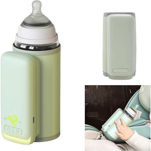 Portable Bottle Warmer- USB Rechargeable Baby Bottle Warmer, Bottle Warmer for Travel with Digital Display, 8000mAh Battery & Flashlight, Leakproof On-The-Go Bottle Warmer(Fits 99% Bottles)