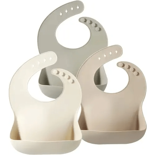 PandaEar Silicone Baby Bib for Girls Boys| Adjustable Waterproof Eating Bibs| BPA Free Soft Durable Silicone Bibs for Babies & Toddlers with Large Pocket Food Catcher