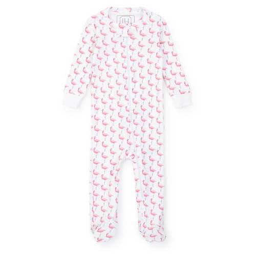 Flamingos Girls' Pima Cotton Zipper Pajama