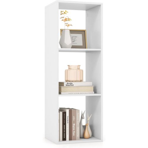 Tangkula 3-Cube Bookcase, 4-Tier Bookshelf with Open Compartments, Freestanding Cube Storage Organizer with Anti-Toppling Kits, Modern Display Shelf for Living Room, Study, Office, White (1,3-Cube)